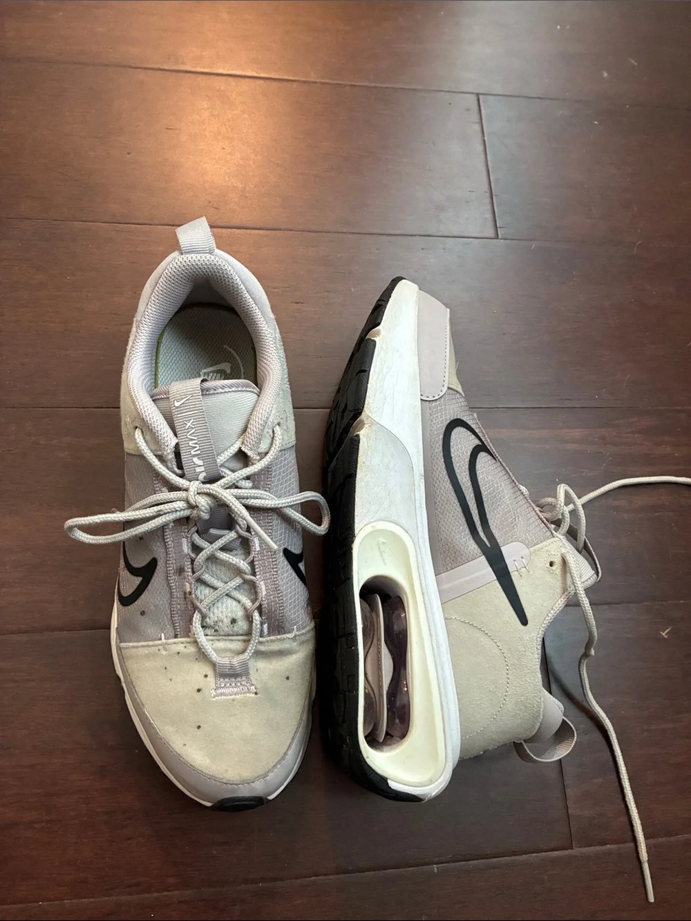 Nike Women’s Air Max Sneakers in Light Beige with Black Swoosh